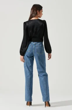 Nix Twist Front Long Sleeve Top -Larana Style Shop ACT17381 BLACK 1105 scaled