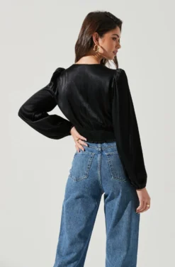 Nix Twist Front Long Sleeve Top -Larana Style Shop ACT17381 BLACK 1107 scaled