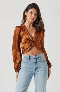 Nix Twist Front Long Sleeve Top -Larana Style Shop ACT17381 COPPER 0179 scaled