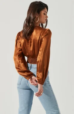 Nix Twist Front Long Sleeve Top -Larana Style Shop ACT17381 COPPER 0186 scaled