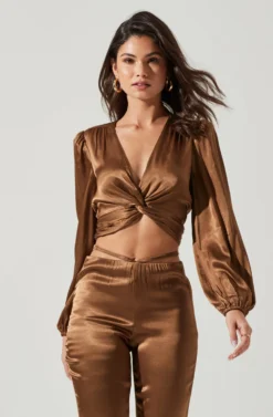 Nix Twist Front Long Sleeve Top -Larana Style Shop ACT17381 MOSS 1654 scaled