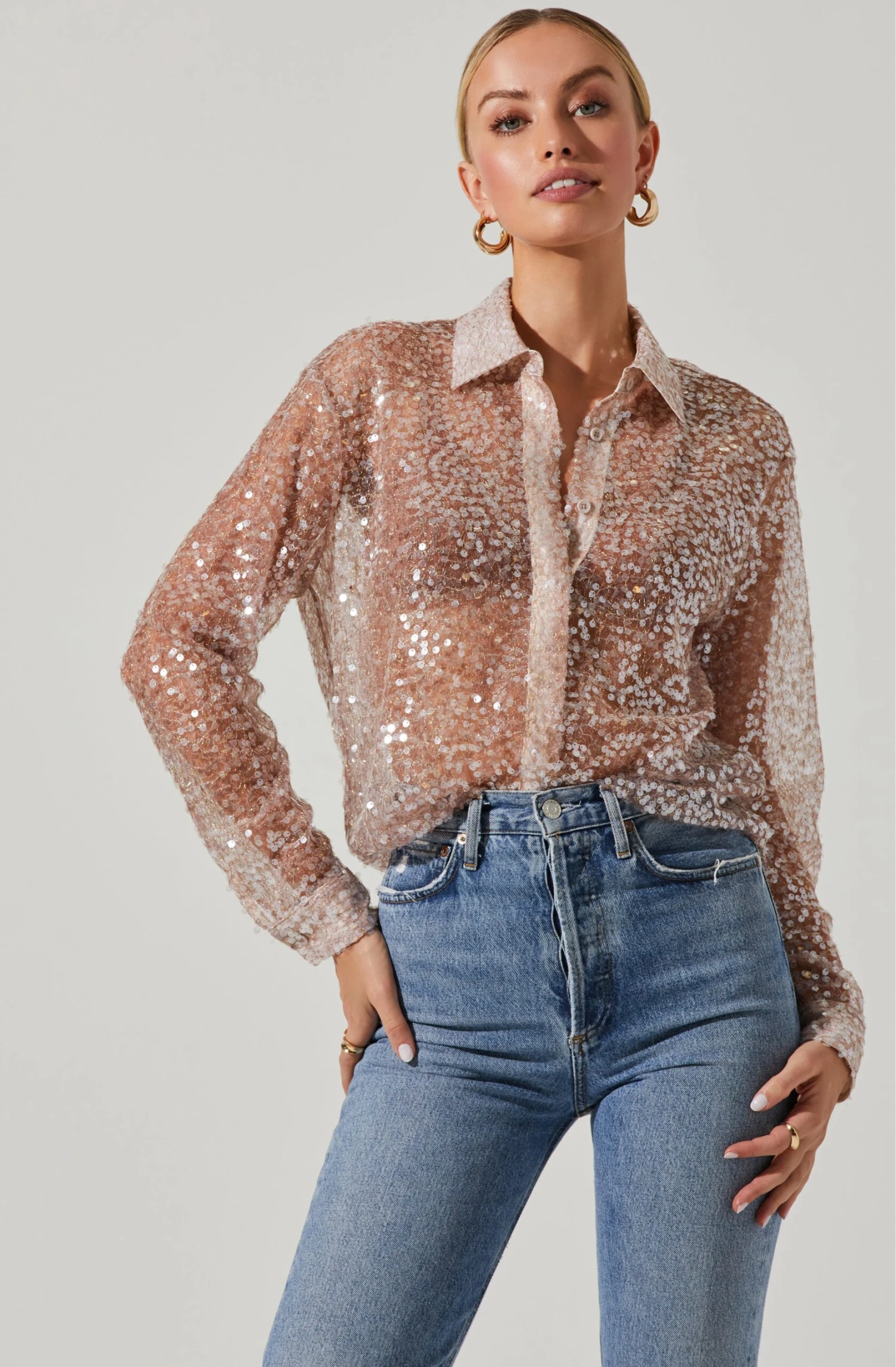Maxine Sheer Sequin Long Sleeve Top 1 Maxine Sheer Sequin Long Sleeve Top
