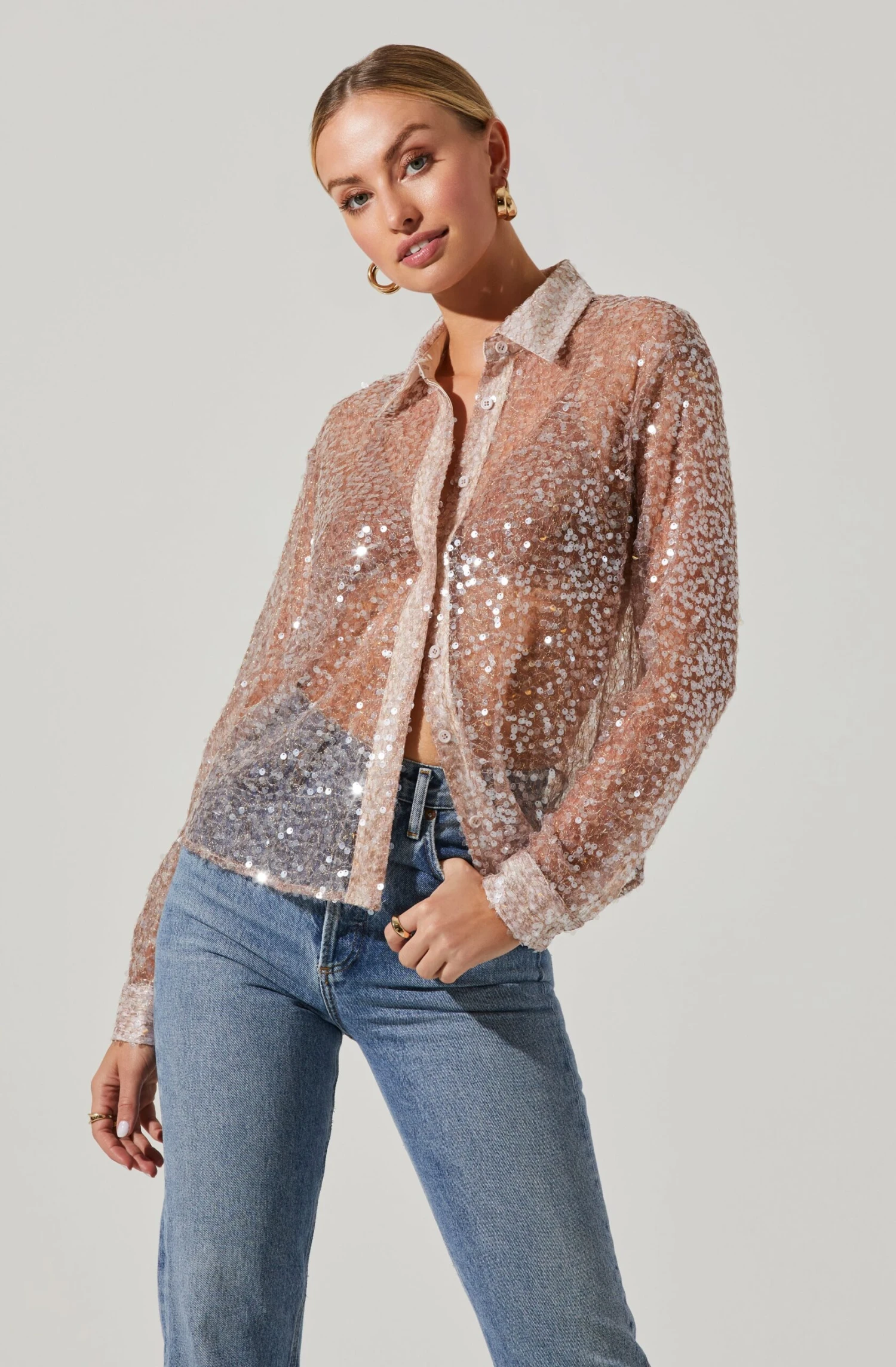 Maxine Sheer Sequin Long Sleeve Top 3 Maxine Sheer Sequin Long Sleeve Top - Image 3