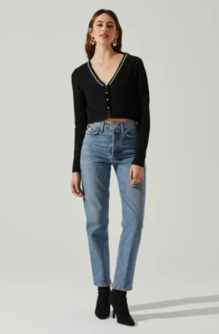 Melissa Pearl Embellished Cardigan Sweater -Larana Style Shop ACT17475P BLACK 1 scaled