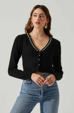 Melissa Pearl Embellished Cardigan Sweater