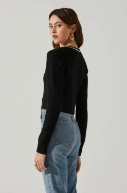 Melissa Pearl Embellished Cardigan Sweater -Larana Style Shop ACT17475P BLACK 5 scaled