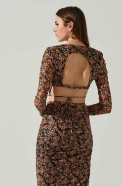 Louisa Floral Long Sleeve Open Back Crop Top -Larana Style Shop ACT17568 BLACKORANGEMULTI 5 scaled