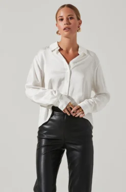 Bradford Satin Open Back Long Sleeve Top -Larana Style Shop ACT17598 WHITE 3 scaled