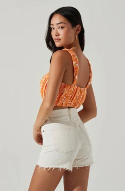Daija Floral Square Neck Crop Top -Larana Style Shop ACT17631 SUNKISSEDORANGEFLR 3 scaled