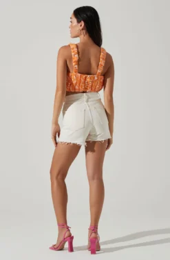 Daija Floral Square Neck Crop Top -Larana Style Shop ACT17631 SUNKISSEDORANGEFLR 4 scaled