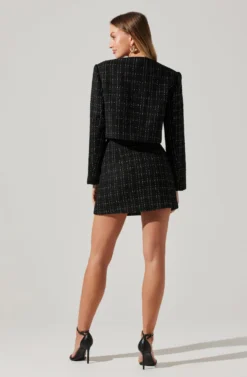 Covina Tweed Cropped Jacket -Larana Style Shop ACT17710T BLACKPLAID 1577 70 scaled