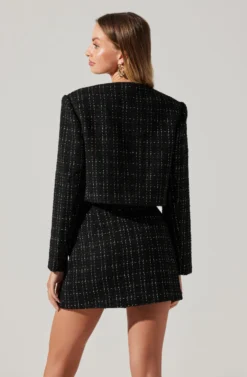 Covina Tweed Cropped Jacket -Larana Style Shop ACT17710T BLACKPLAID 1582 186 scaled