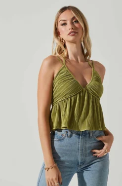 Raine Pleated Tie Halter Top -Larana Style Shop ACT17724 AVOCADO 2 scaled