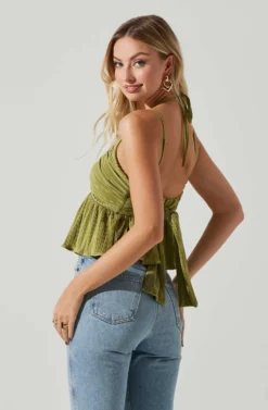 Raine Pleated Tie Halter Top -Larana Style Shop ACT17724 AVOCADO 3 scaled