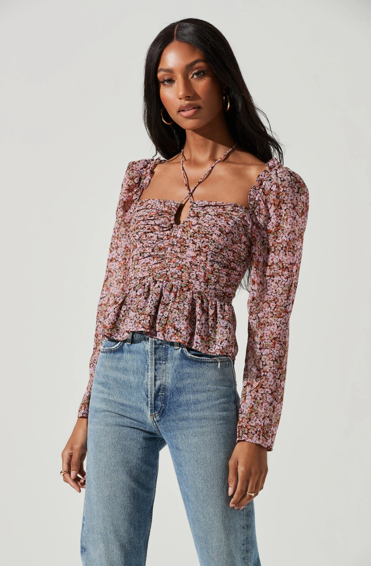 Toni Ruched Halter Long Sleeve Peplum Top 12 Toni Ruched Halter Long Sleeve Peplum Top - Image 12