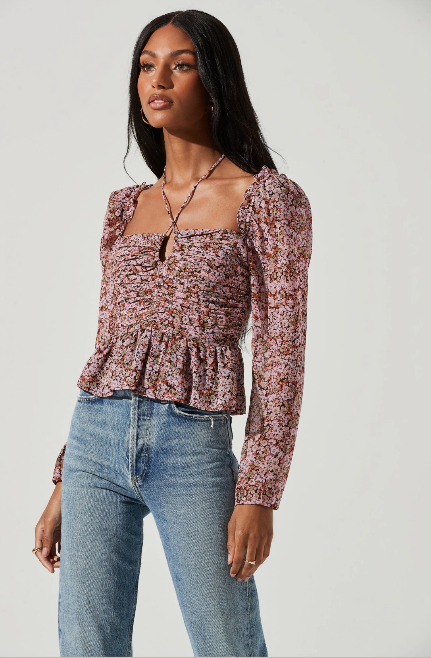 Toni Ruched Halter Long Sleeve Peplum Top 14 Toni Ruched Halter Long Sleeve Peplum Top - Image 14