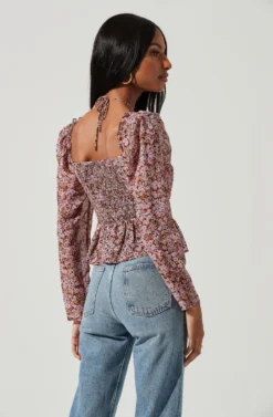 Toni Ruched Halter Long Sleeve Peplum Top 35 Toni Ruched Halter Long Sleeve Peplum Top -Larana Style Shop ACT17739 BLACKPINKFLORAL 1965 scaled
