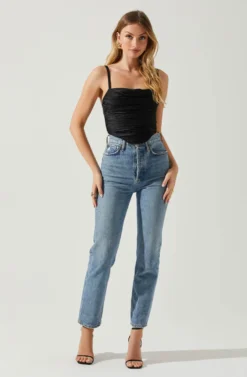 Janet Ruched Bustier Top -Larana Style Shop ACT17810 BLACK 2 scaled