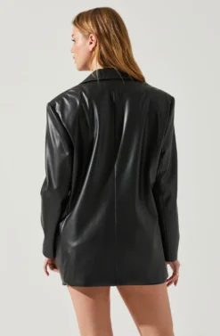 Ezra Faux Leather Oversized Blazer -Larana Style Shop ACT17828 BLACK 6 scaled