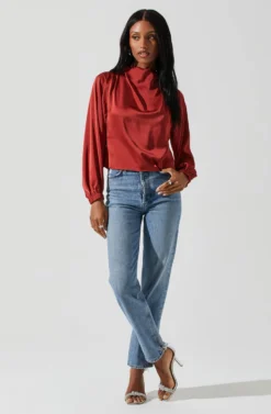 Veronica Satin Cutout Top 19 Veronica Satin Cutout Top -Larana Style Shop ACT17833S RUST 1 scaled
