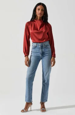 Veronica Satin Cutout Top 21 Veronica Satin Cutout Top -Larana Style Shop ACT17833S RUST 2 scaled