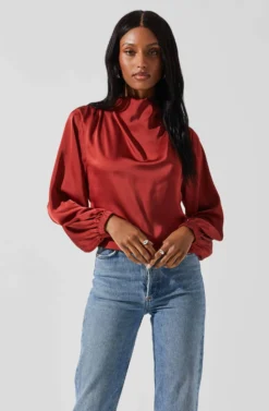 Veronica Satin Cutout Top 23 Veronica Satin Cutout Top -Larana Style Shop ACT17833S RUST 3 scaled