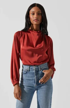 Veronica Satin Cutout Top 20 Veronica Satin Cutout Top -Larana Style Shop ACT17833S RUST 4 scaled