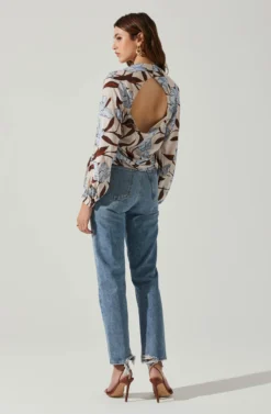 Veronica Floral Cutout Top -Larana Style Shop ACT17833 BLUEFLORAL 6 scaled