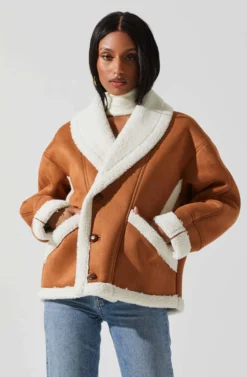Pippa Faux Shearling Jacket -Larana Style Shop ACT17851 CAMEL 3 scaled