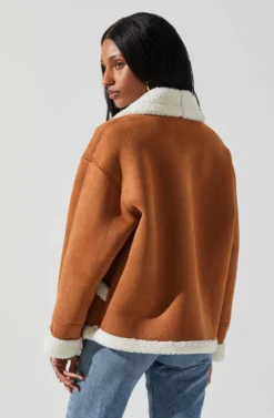 Pippa Faux Shearling Jacket -Larana Style Shop ACT17851 CAMEL 6 scaled