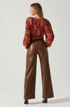 Pernilla Pleated Floral Puff Sleeve Top -Larana Style Shop ACT17858C RUSTFLORAL 6 scaled