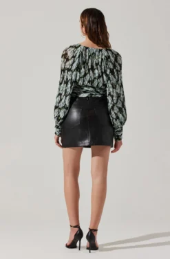 Pernilla Pleated Floral Puff Sleeve Top -Larana Style Shop ACT17858 BLACKFLORAL 5 scaled