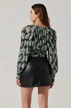 Pernilla Pleated Floral Puff Sleeve Top -Larana Style Shop ACT17858 BLACKFLORAL 6 scaled
