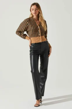 Ruby Houndstooth Cardigan -Larana Style Shop ACT17863 TAUPEBLACK 2 scaled