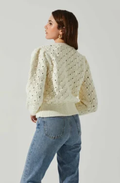 Bianca V Neck Pointelle Sweater -Larana Style Shop ACT17869 CREAM 5 scaled