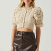 Aitana Pearl Embellished Cable Knit Short Sleeve Sweater