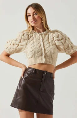 Aitana Pearl Embellished Cable Knit Short Sleeve Sweater 8 Aitana Pearl Embellished Cable Knit Short Sleeve Sweater -Larana Style Shop ACT17877 CREAM 3 scaled
