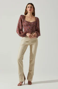 Penny Floral Puff Sleeve Top 9 Penny Floral Puff Sleeve Top -Larana Style Shop ACT17882C BROWNPURPLEFLORAL 2 scaled