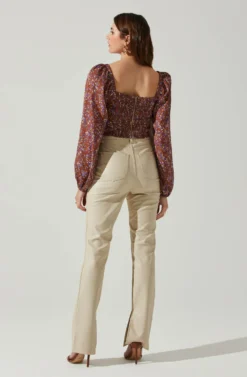 Penny Floral Puff Sleeve Top 10 Penny Floral Puff Sleeve Top -Larana Style Shop ACT17882C BROWNPURPLEFLORAL 6 scaled