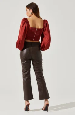 Penny Ruched Bust Long Sleeve Top -Larana Style Shop ACT17882S RUST 5 scaled