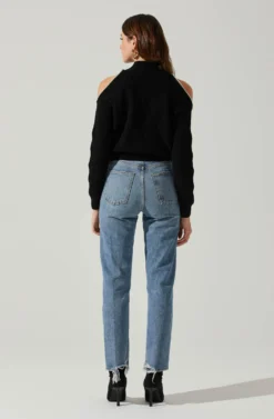 Tori Pearl Embellished Cold Shoulder Sweater 16 Tori Pearl Embellished Cold Shoulder Sweater -Larana Style Shop ACT17885 BLACK 6 scaled