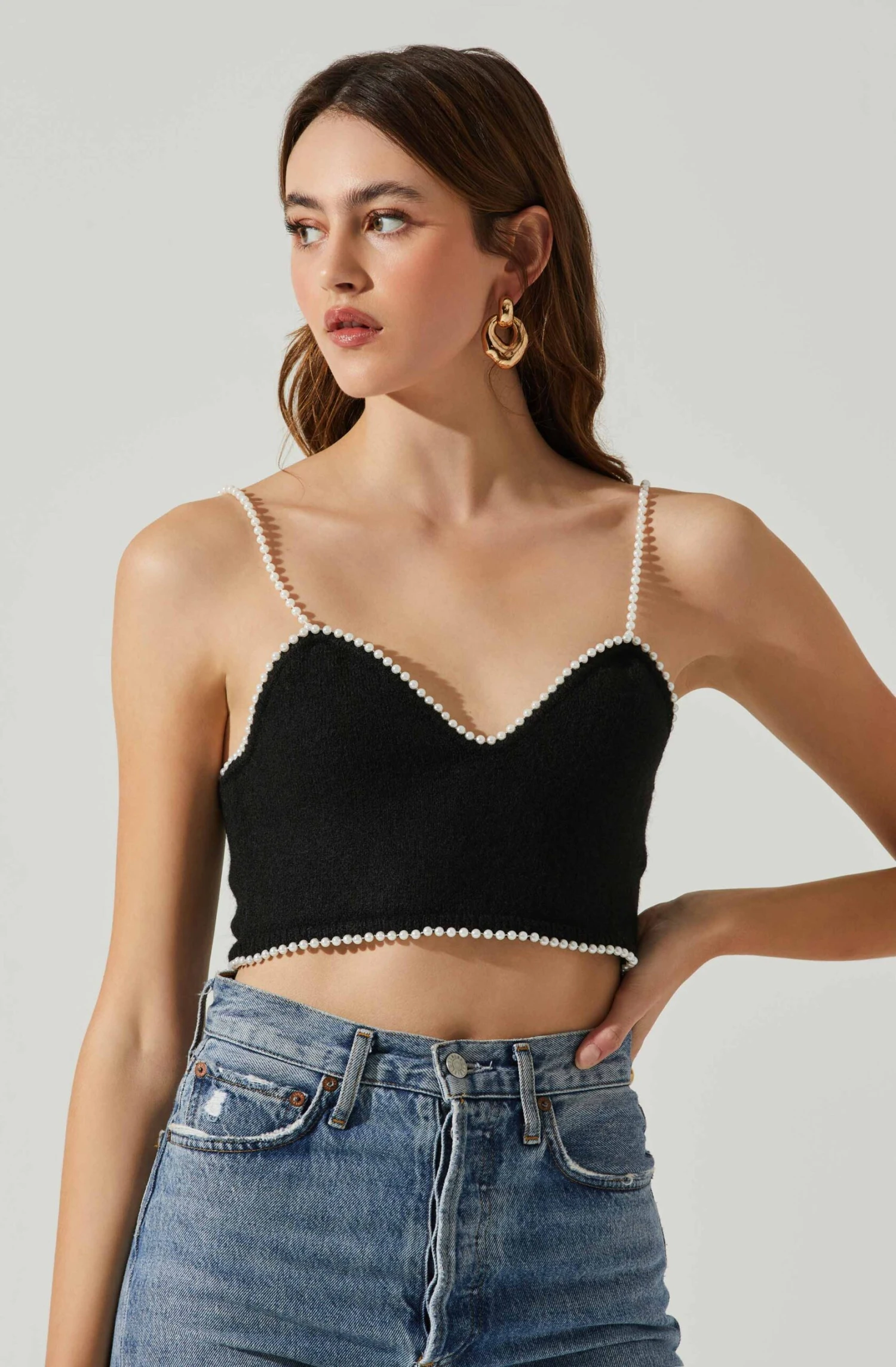 Kira Pearl Embellished Sweater Top 1 Kira Pearl Embellished Sweater Top