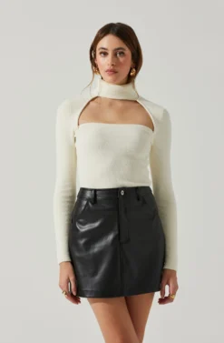 Izabella Turtleneck Cutout Sweater 14 Izabella Turtleneck Cutout Sweater -Larana Style Shop ACT17888 WHITE 3 scaled