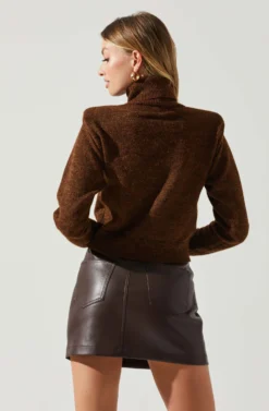 Daleyza Padded Shoulder Turtleneck Sweater 22 Daleyza Padded Shoulder Turtleneck Sweater -Larana Style Shop ACT17899 BROWN 5 scaled