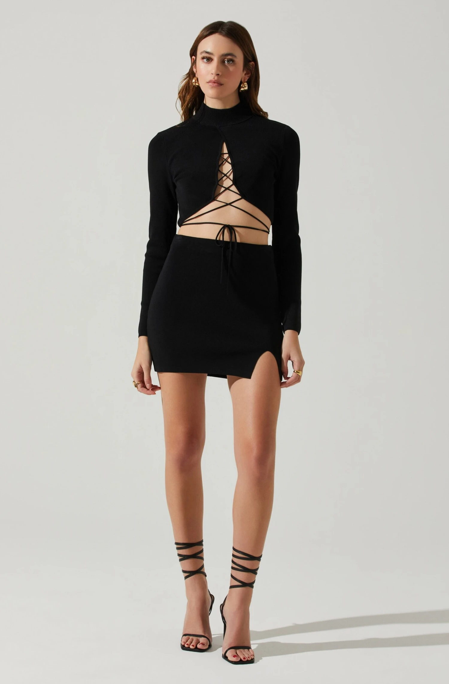 Raven Mock Neck Tie Waist Sweater 2 Raven Mock Neck Tie Waist Sweater - Image 2