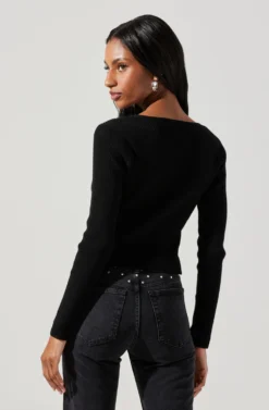 Rylee Twist Front Cutout Sweater -Larana Style Shop ACT17919 BLACK 2 2 scaled
