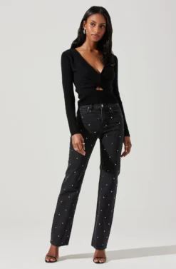 Rylee Twist Front Cutout Sweater -Larana Style Shop ACT17919 BLACK 2 scaled