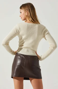 Rylee Twist Front Cutout Sweater -Larana Style Shop ACT17919 CREAM 5 scaled