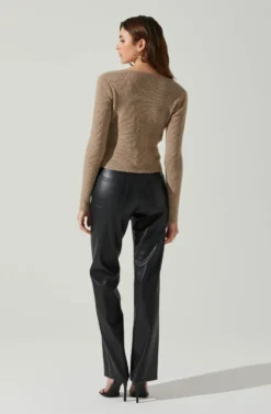 Rylee Twist Front Cutout Sweater -Larana Style Shop ACT17919 TAUPE 6 scaled