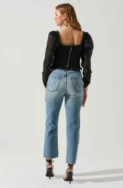 Junie Ruffle Square Neck Long Sleeve Top -Larana Style Shop ACT17928 BLACK 5 scaled